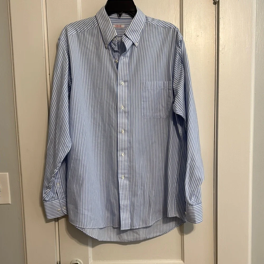 Izod Men's Blue Striped Shirt - Picture 1 of 3